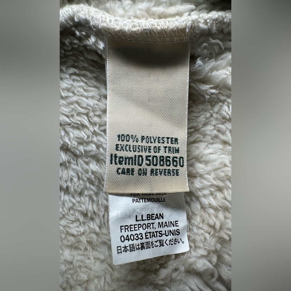 L.L. Bean High Pile Fleece Jacket cream white plus size 3X warm cozy thick‎ zip - Picture 11 of 15